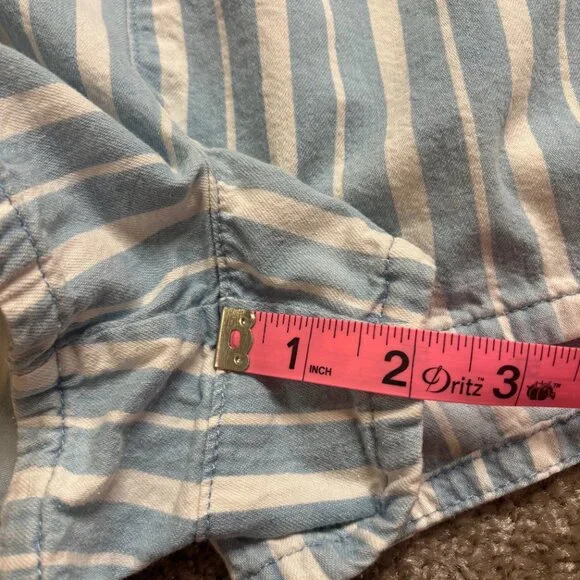 Aerie Pull-on Light Striped Denim Shorts Size Large Elastic and Drawstring - Picture 6 of 6